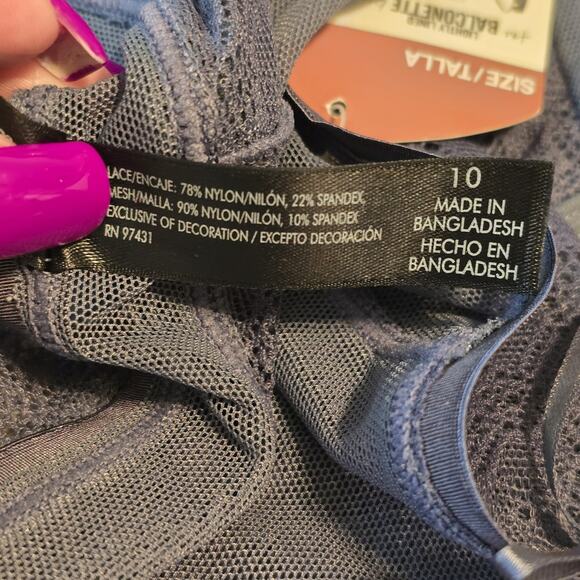 Smart & Sexy The Curvy Collection High Rise Cheekini Womens 10 Gray Lace Mesh - Picture 7 of 8